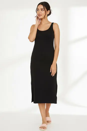  Zivame Knit Cotton Kurti Slip - Black