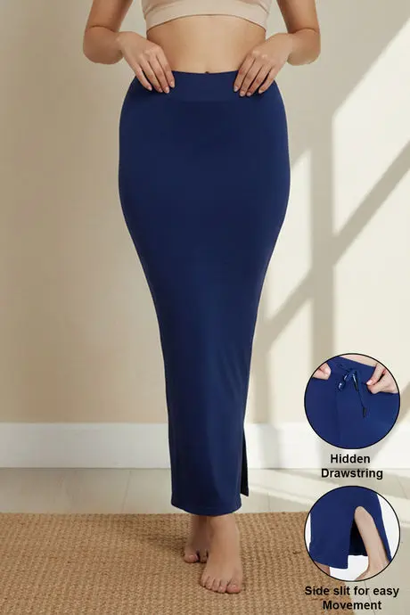 Zivame-All Day Seamless Mermaid Saree Shapewear With Removable Drawcord - Navy Blue