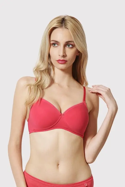 Van Heusen Women Coral Solid Anti Bacterial Wireless Bra
