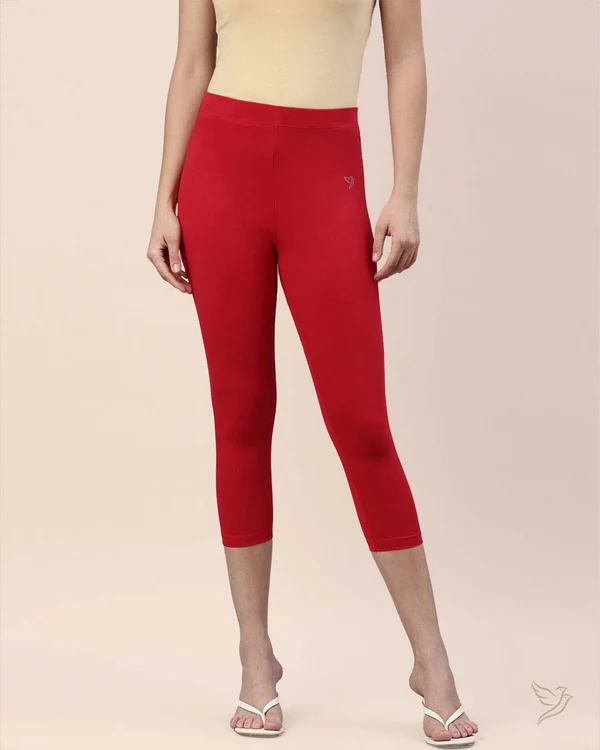 Twin Birds-Cotton Capri Legging - Lip Stick