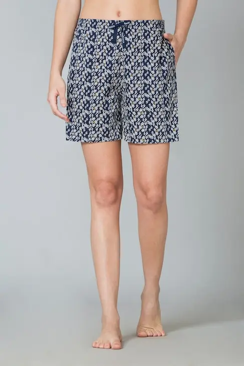 Van Heusen Women Diffused Line Allover Print Functional Pocket Superior Drape Lounge Shorts