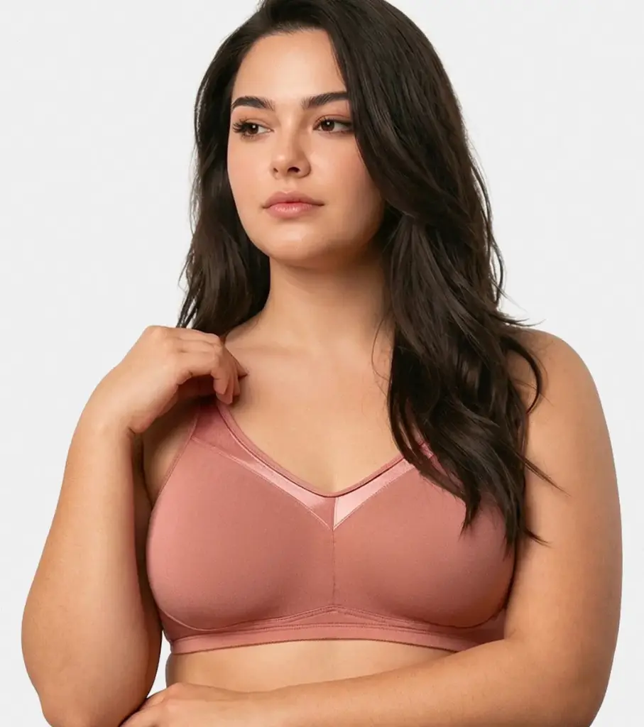 Enamor-Full Support Super Lift Women's Cotton Everyday Minimizer Bra - Non Padded, Wirefree, Full Coverage - (Rosette)