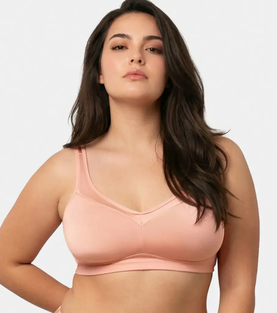 Enamor-Full Support Super Lift Women's Cotton Everyday Minimizer Bra - Non Padded, Wirefree, Full Coverage Bra (Peach Blush)