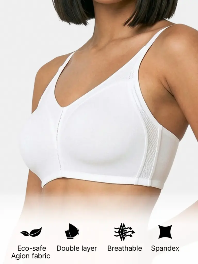 Enamor Innovations Fabcool Full Support Everyday Full Figure Bra - Jiggle Control and Antimicrobial, Non-Padded, Wirefree, Full Coverage Women's Bra - (White)