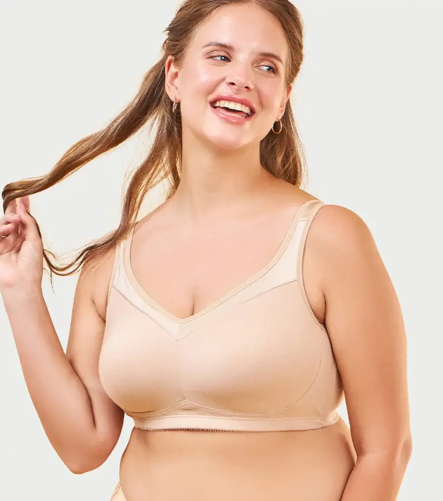 Enamor-Full Support Super Lift Women's Cotton Everyday Minimizer Bra - Non Padded, Wirefree, Full Coverage - (Paleskin)