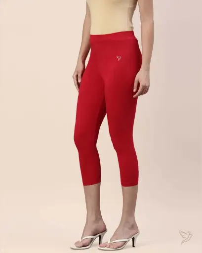 Twin Birds-Cotton Capri Legging - Lip Stick
