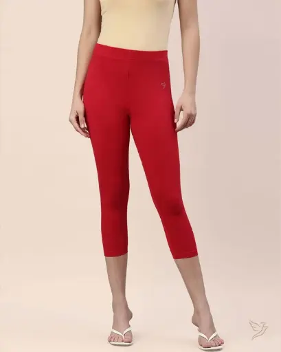 Twin Birds-Cotton Capri Legging - Lip Stick