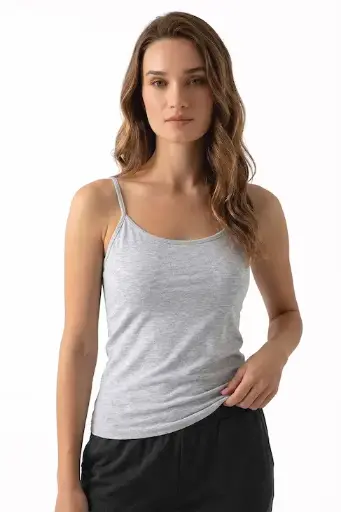 Van Heusen Women Lt Grey Melange Solid Anti Bacterial Colour Fresh Spaghetti