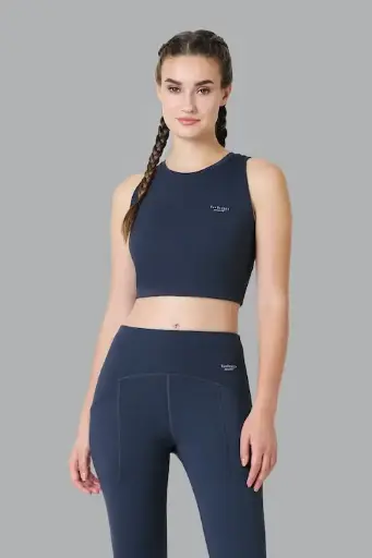 Van Heusen Proactive Elite Women Outer Space Solid Moderate Compression High Stretch Crop Top
