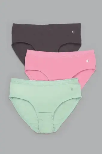 Van Heusen Girls Assorted Pack of 3 Solid Ultra Soft No Marks Waistband Hipster Panty 