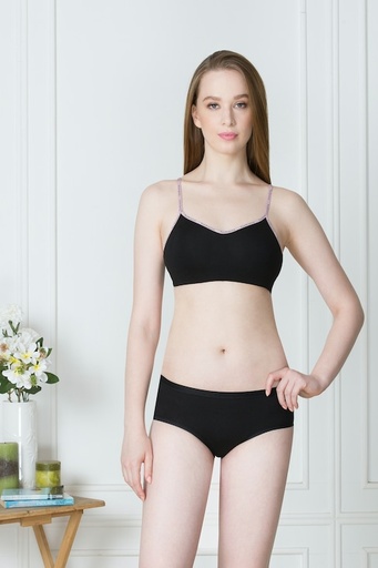 Van Heusen Women Pure Black Solid Seamless Cups Non Padded Cami Bra