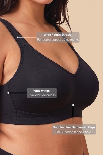 Van Heusen Women Black Solid Plus Size Wireless Minimizer Bra