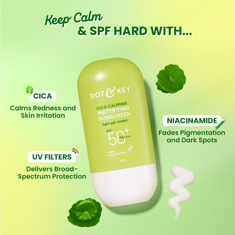 [MATTIFING SUNSCREEN SPF 50-50g] Dot & Key-Cica + Niacinamide Sunscreen, In-Vivo Tested SPF 50+ PA++++