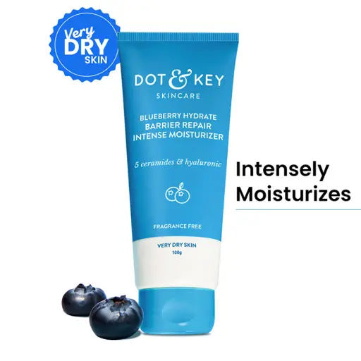 [CERAMIDES & HYALURONIC MOISTURISER 100G] Dot & Key-Blueberry Hydrate Barrier Repair Intense Moisturizer, With 5 Ceramides, For Very Dry Skin