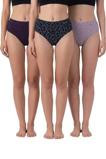 Van Heusen Women Dark Assorted Print Pack of 3 Allover Print Anti Bacterial No Marks Waistband Hipster Panty