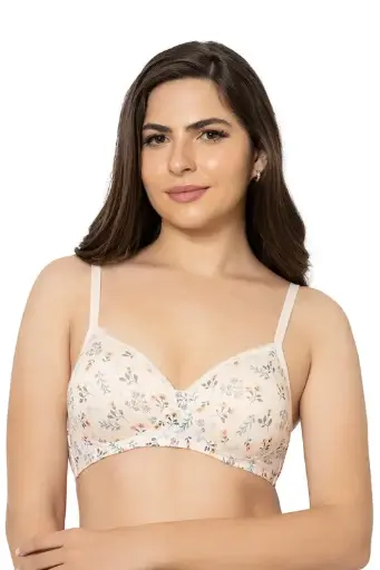  Amante-Cotton Casuals Padded Non-Wired Printed T-Shirt Bra - Cotton Bloom Print