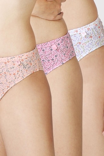 Van Heusen Women Light Assorted Print Pack of 3 Allover Print Anti Bacterial No Marks Waistband Bikini Panty