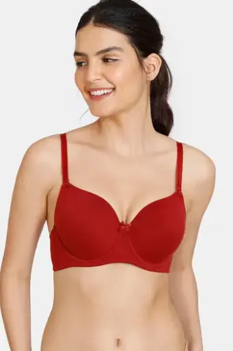 Zivame-Padded Wired 3/4Th Coverage T-Shirt Bra -Sundried Tomato