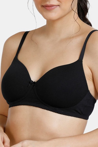 Zivame-Padded Non Wired 3/4th Coverage T-Shirt Bra -Anthracite