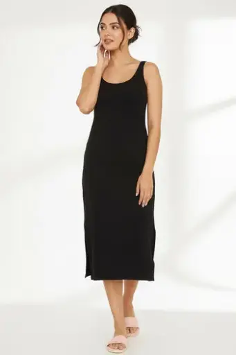  Zivame Knit Cotton Kurti Slip - Black