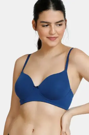 Zivame-Beautiful Basics Padded Non Wired 3/4th Coverage T-Shirt Bra -Navy Peony