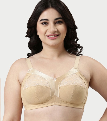 Enamor- M-Frame Side Shaper Panel Women's Cotton Everyday Bra - Non Padded, Wirefree, Full Coverage-Skin