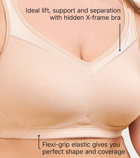 Enamor-Full Support Super Lift Women's Cotton Everyday Minimizer Bra - Non Padded, Wirefree, Full Coverage - (Paleskin)