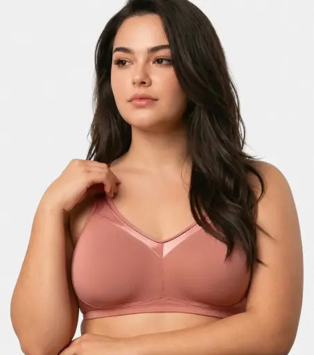 Enamor-Full Support Super Lift Women's Cotton Everyday Minimizer Bra - Non Padded, Wirefree, Full Coverage - (Rosette)